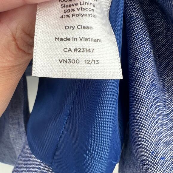 Talbots plus size chambray 100% linen blazer jacket button front lined size 24W - Picture 8 of 8